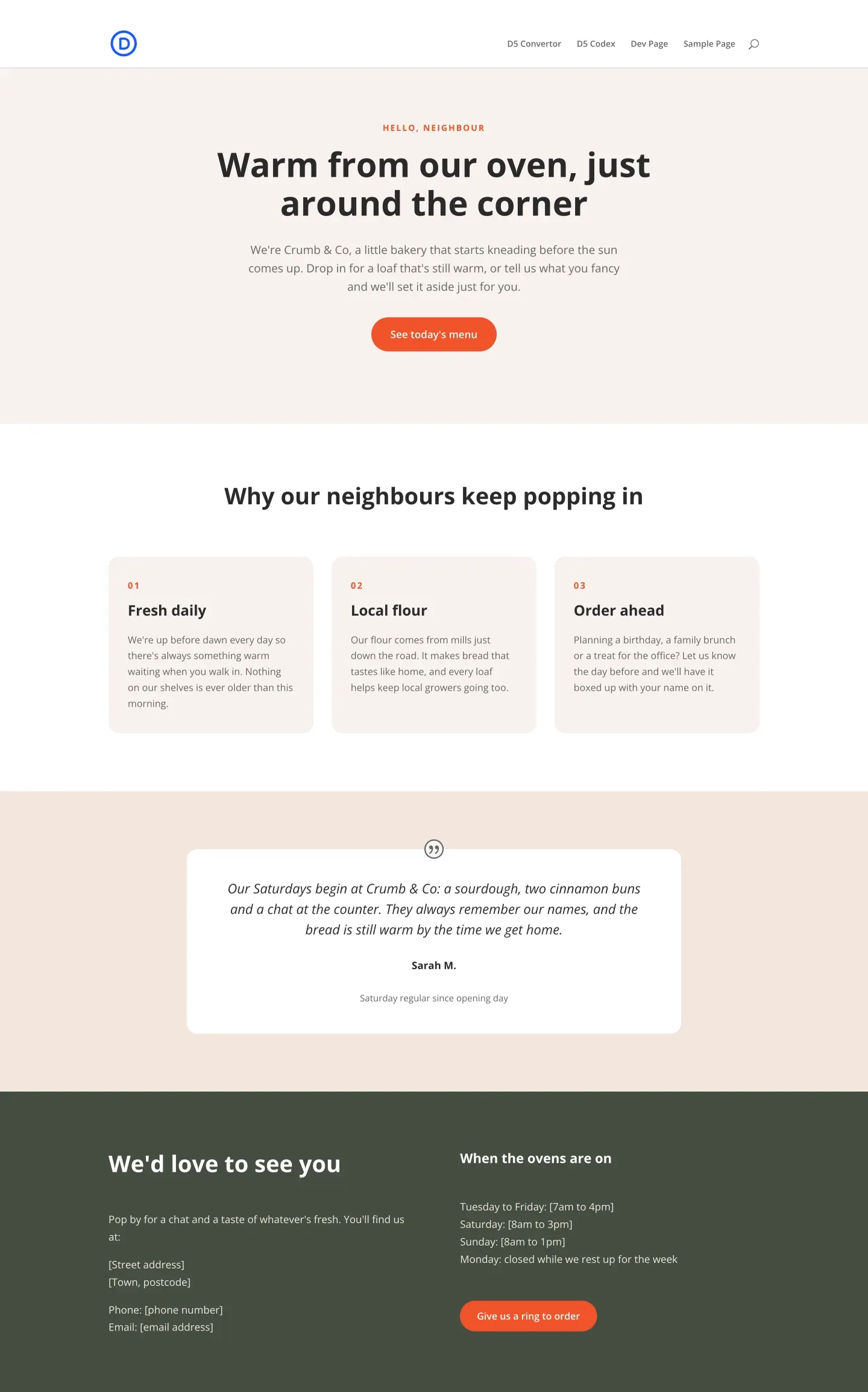 After the undo: the same page back in orange-red
