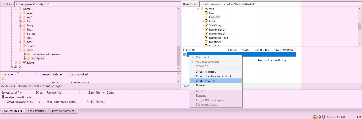 Creating Divi child theme with FTP