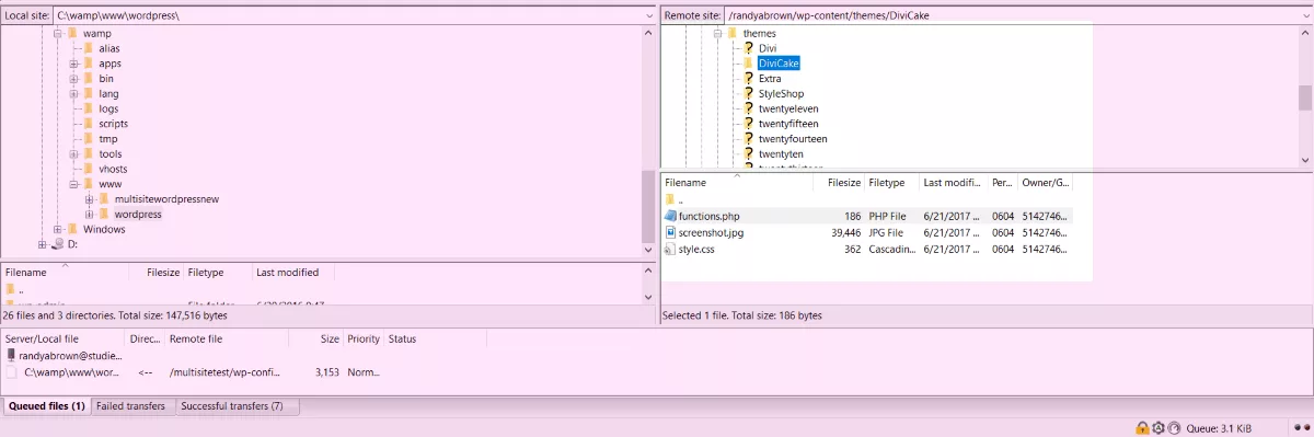 Uploading Divi child theme with FTP