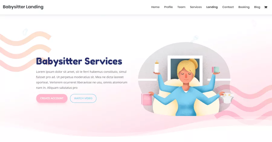 Babysitter Divi Landing Page Layout