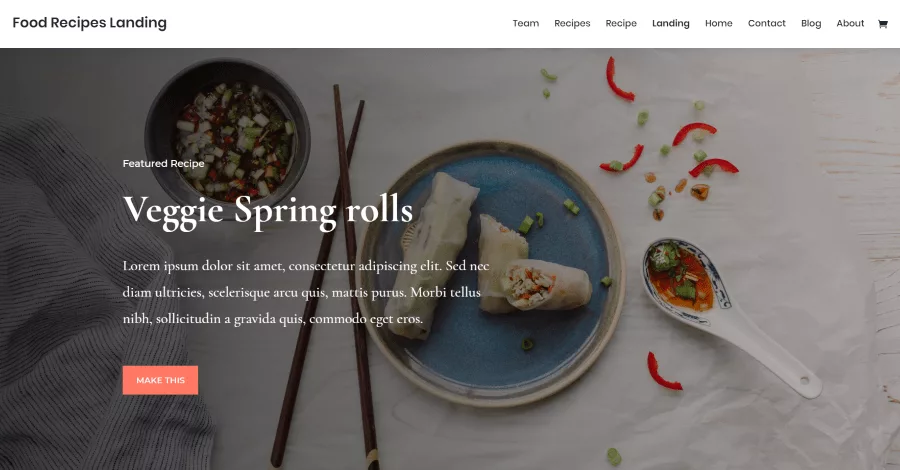 Food Recipes Divi Landing Page Layout