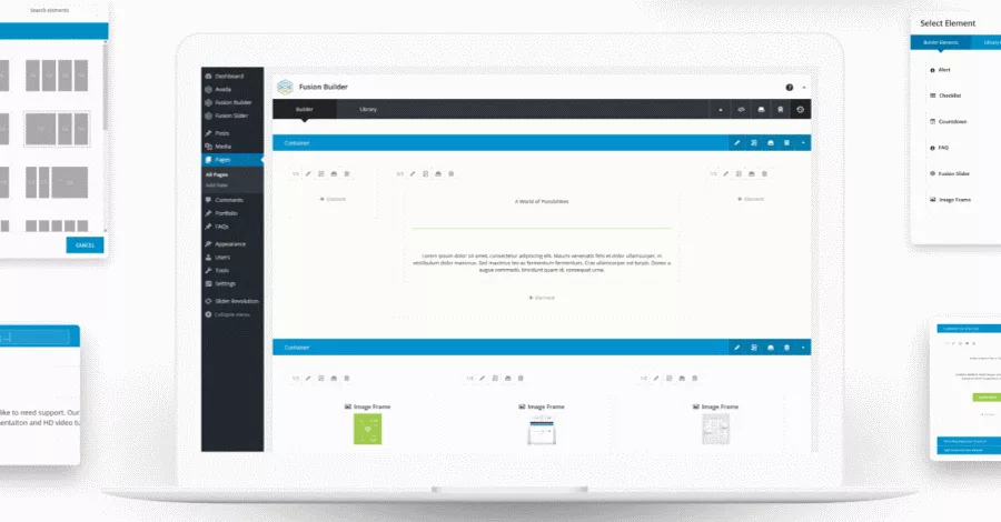 Avada is a theme that includes Fusion Builder- a drag and drop page builder.