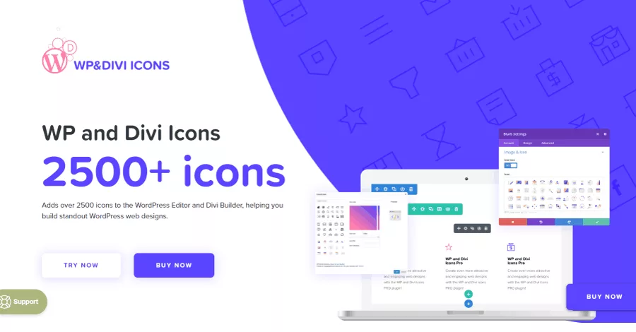 Divi offers 380 icons for modules and 3 social icons for the footer, suitable for most basic websites. For more design flexibility, additional free icons from FontAwesome and Material Icons are available.