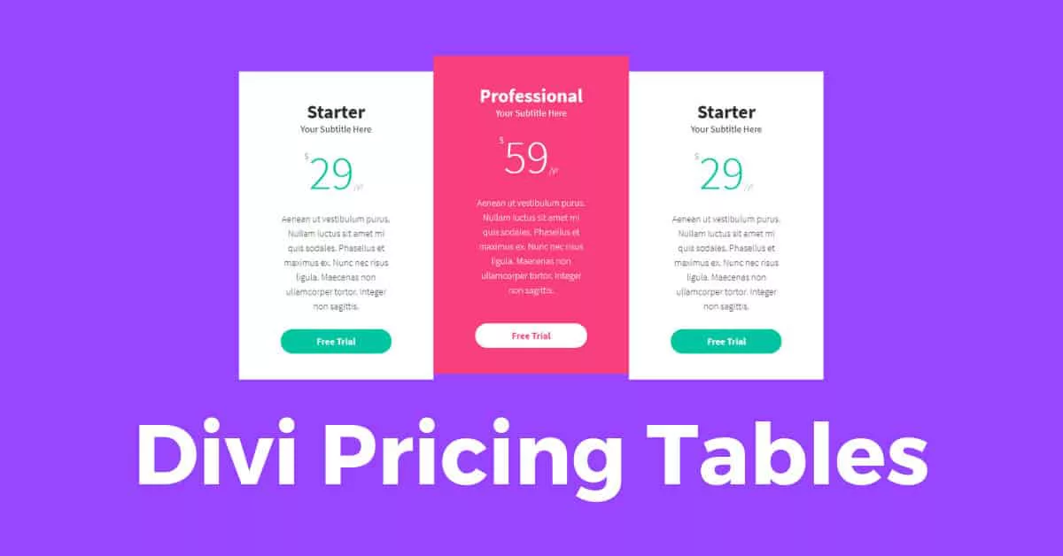 Pricing table