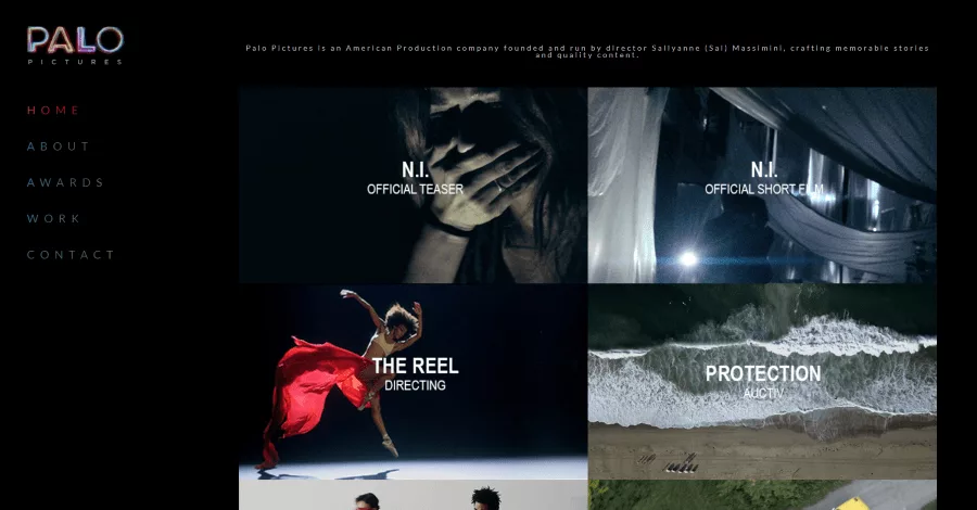 A vertical menu with a black background stays fixed while scrolling, featuring a red gradient for the current page link and blue-to-green gradients for others. Hovering darkens the gradient colors, with carefully chosen fonts and spacing enhancing the design.