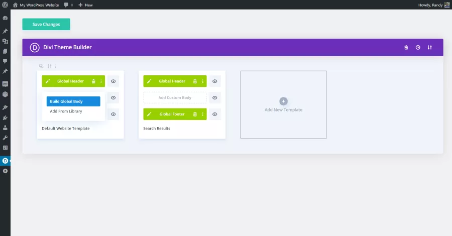 Divi Theme Builder Workspace