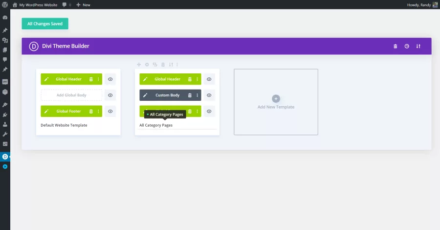 Divi Theme Builder Workspace