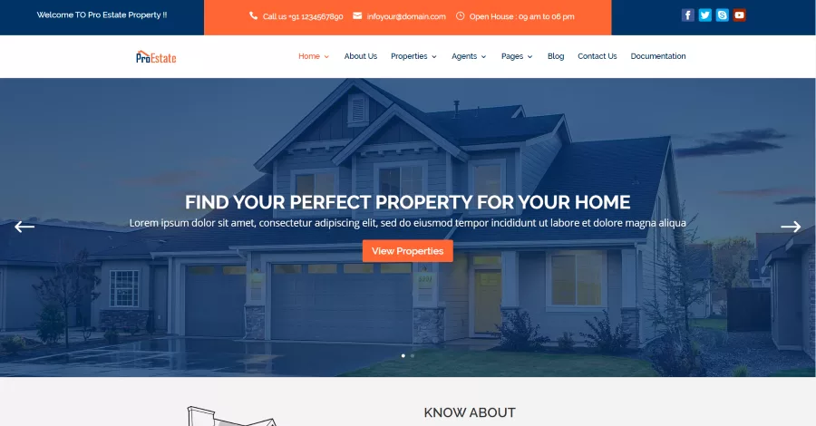 ProEstate theme designed for real estate businesses, featuring two