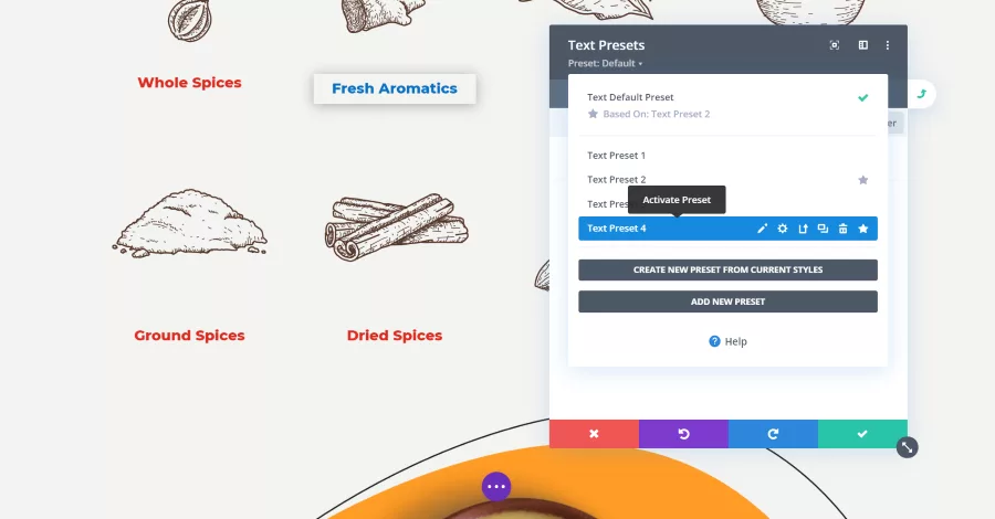 Applying the Preset from the Menu
