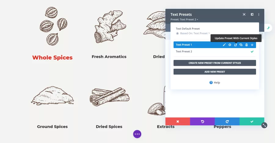 Create New Preset from Current Styles