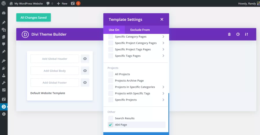Adding a 404 Page to Divi