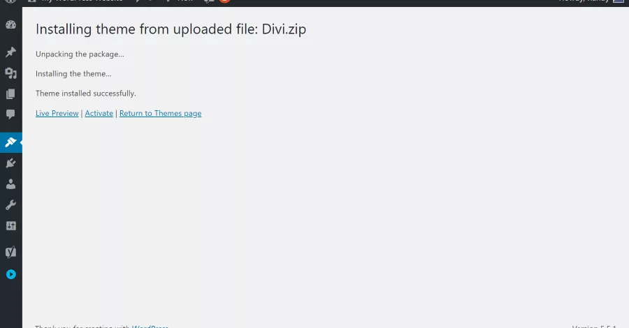 Installing Divi