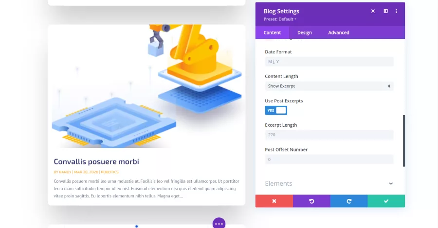 Blog Module Content Settings