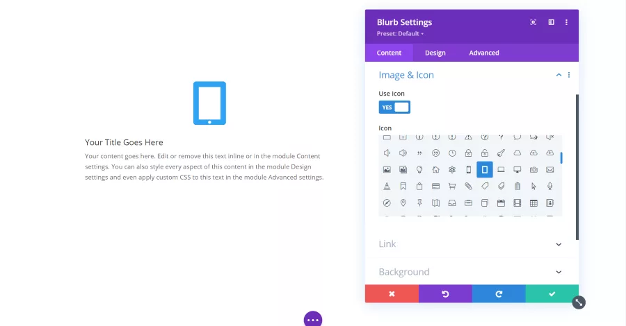 Blurb Module Image and Icon Settings