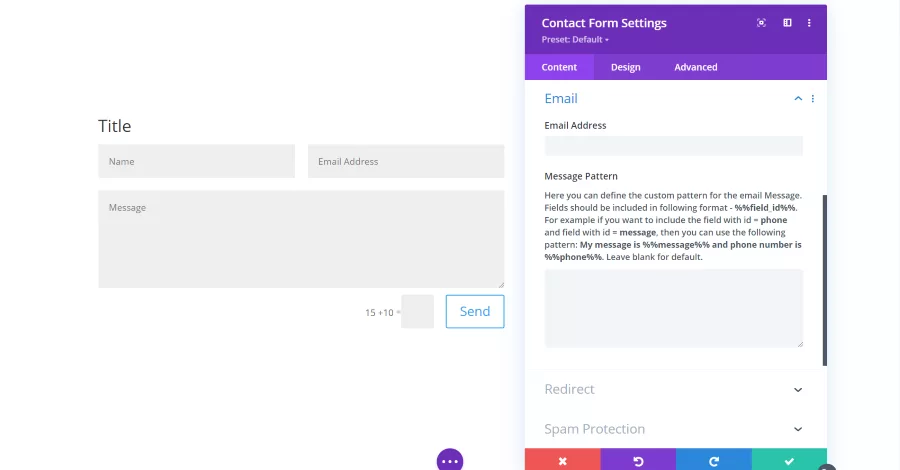 Contact Form Module Email Settings