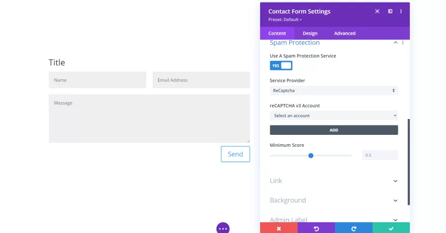Contact Form Module Spam Protection Settings