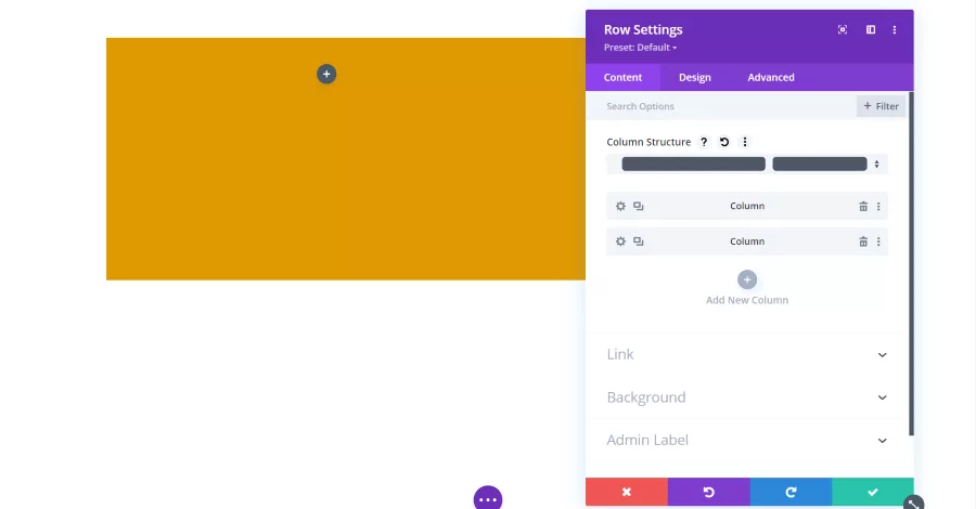 Content Settings for Rows