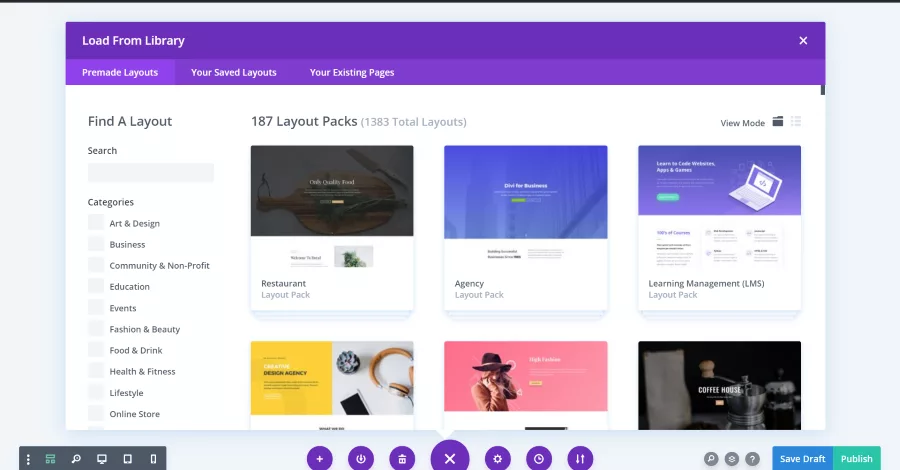 Importing Layouts to a Page