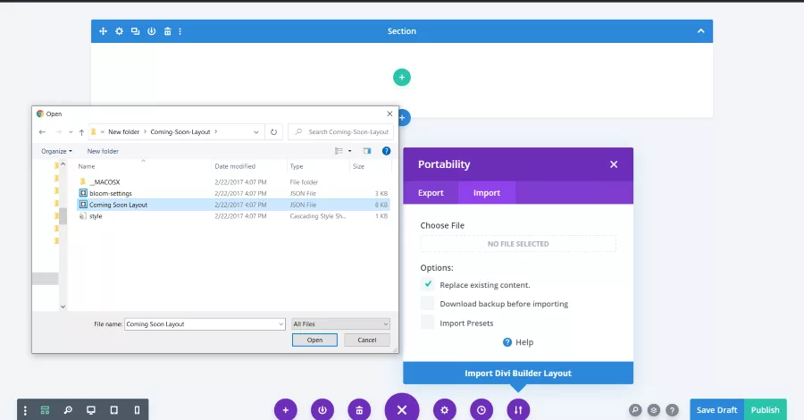 Importing Layouts to the Page from Your Computer