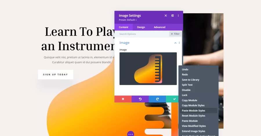 Effortlessly replicate module styles in Divi by copying and applying them elsewhere, ensuring consistency and efficiency in design across your website.
