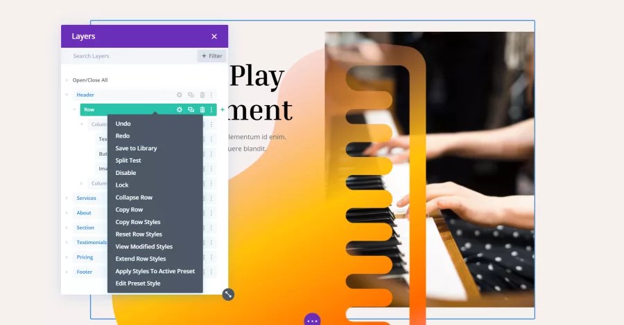 Navigate directly to a specific layer within the Divi Builder for streamlined editing and management of complex layouts and designs.