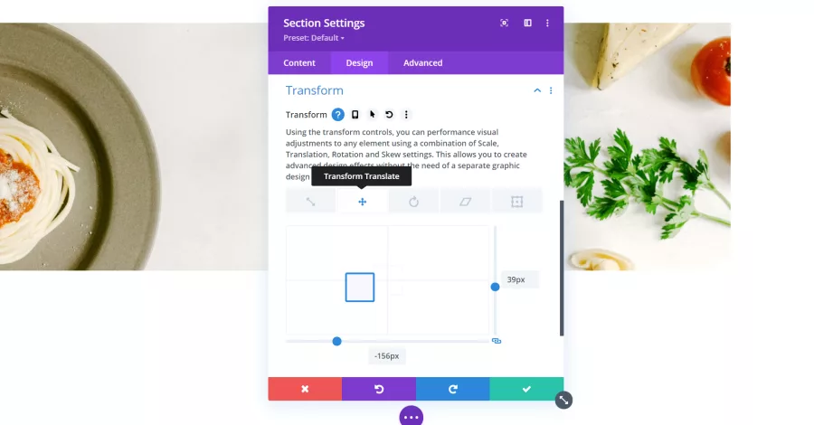 Section Settings Transform