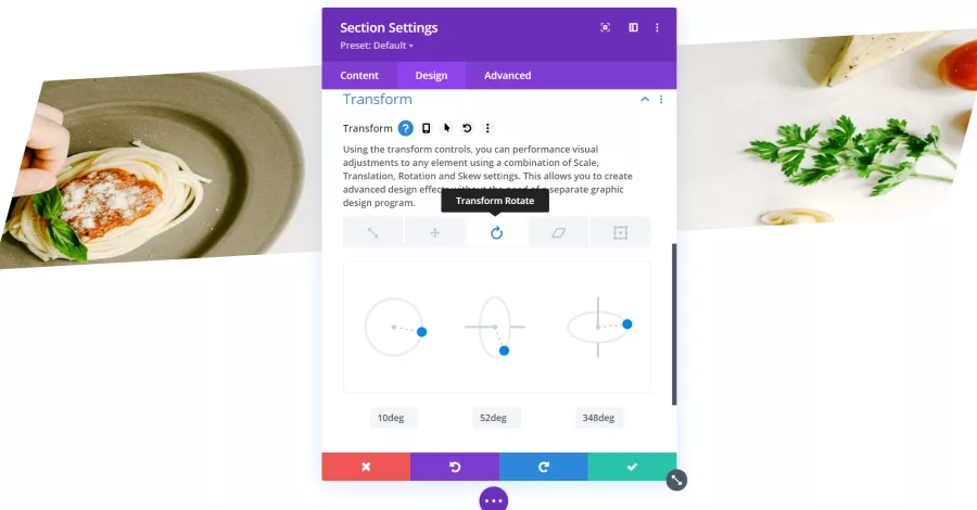 Section Settings Transform