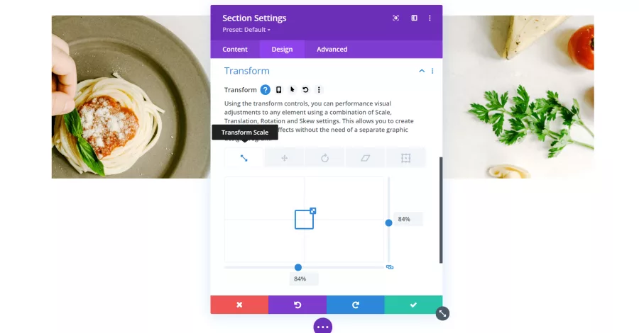Section Settings Transform