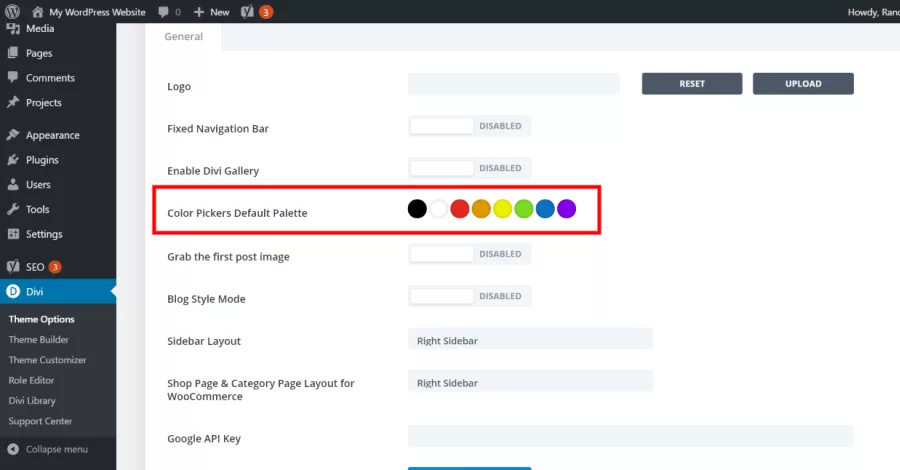 Color Pickers Default Palette