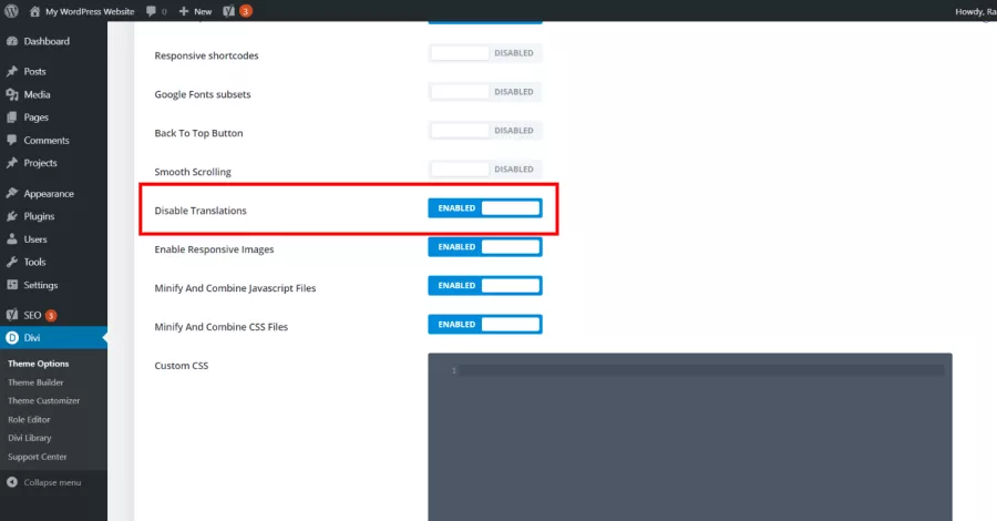 Disable Translations