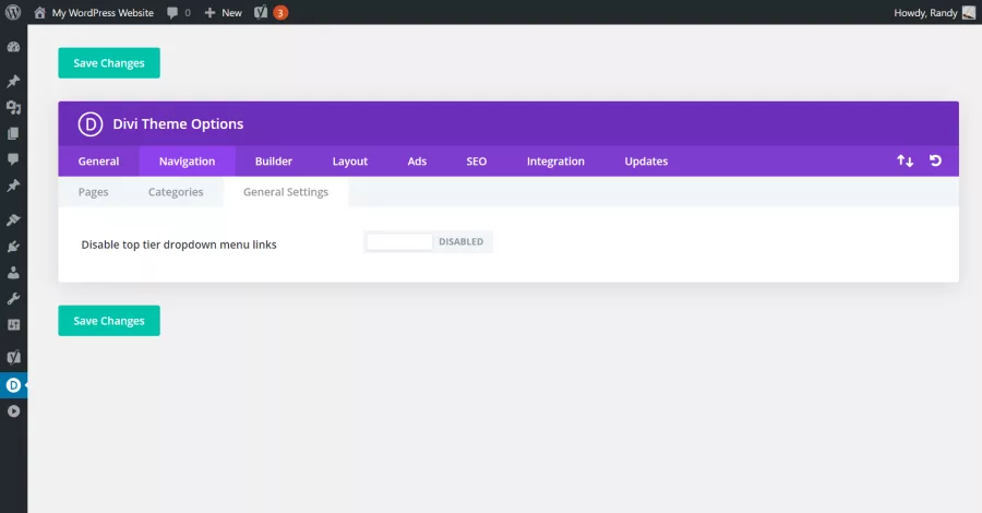 Disable top tier dropdown menu links