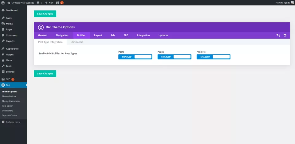 Divi Theme Options Builder Tab