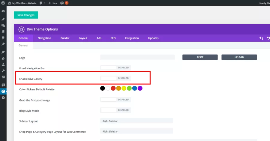 Enable Divi Gallery