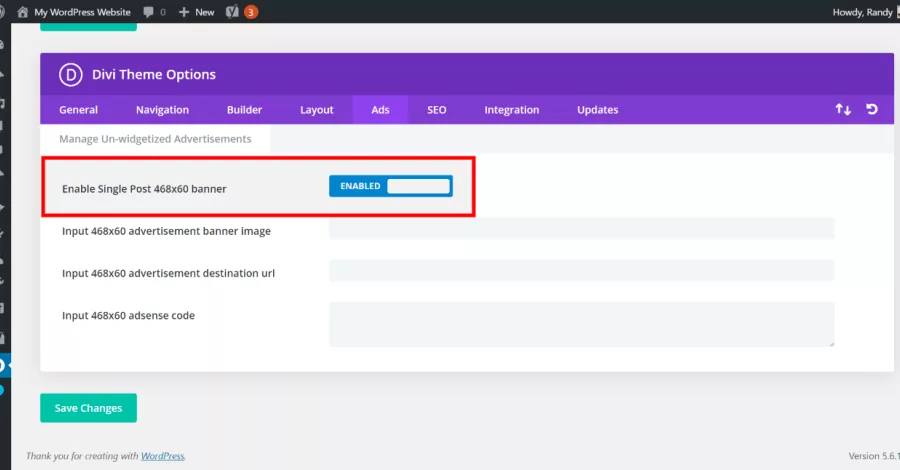Enable Single Post 468x60 banner