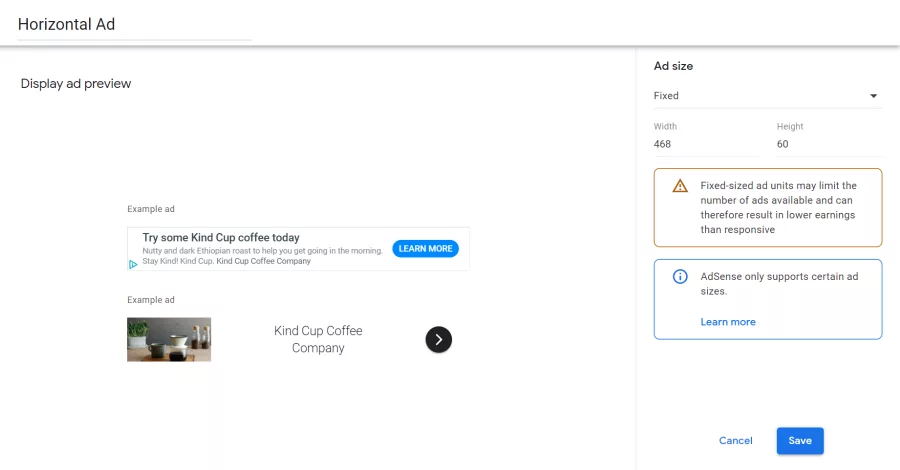 Input 468x60 adsense code