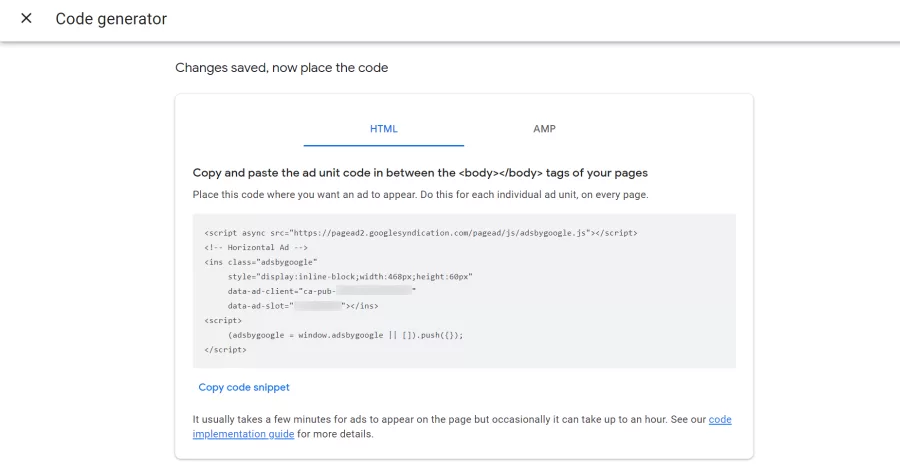 Input 468x60 adsense code