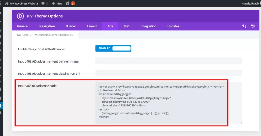 Input 468x60 adsense code