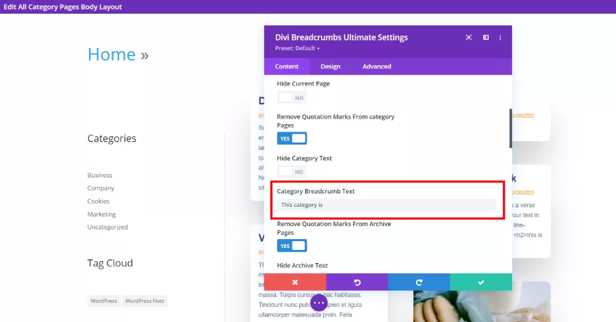 Category Breadcrumb Text and Archive Breadcrumb Text