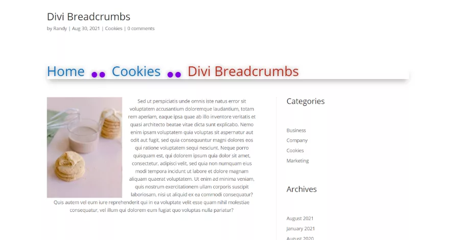 Divi Breadcrumbs Ultimate Design Settings