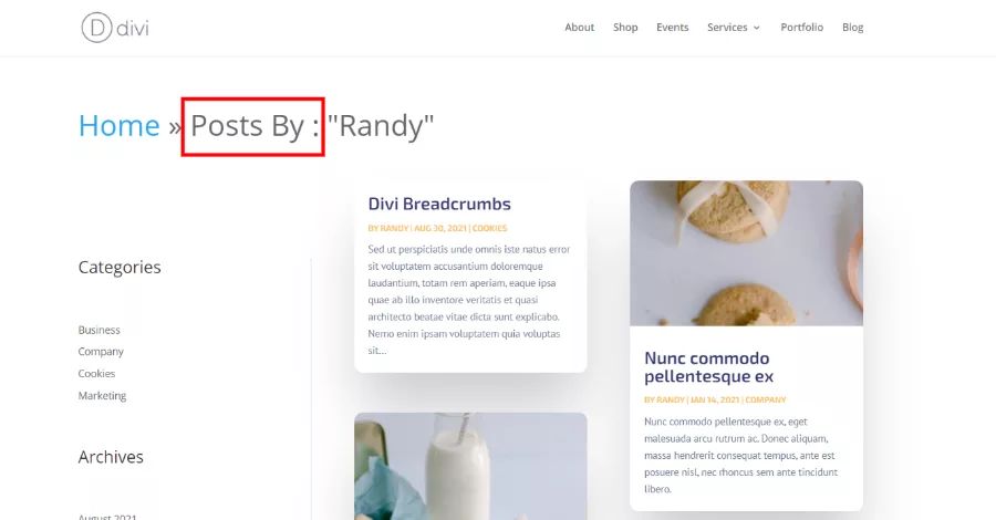 Divi Breadcrumbs Hide Posts By