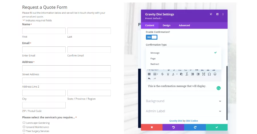 Divi Gravity Ultimate Confirmation