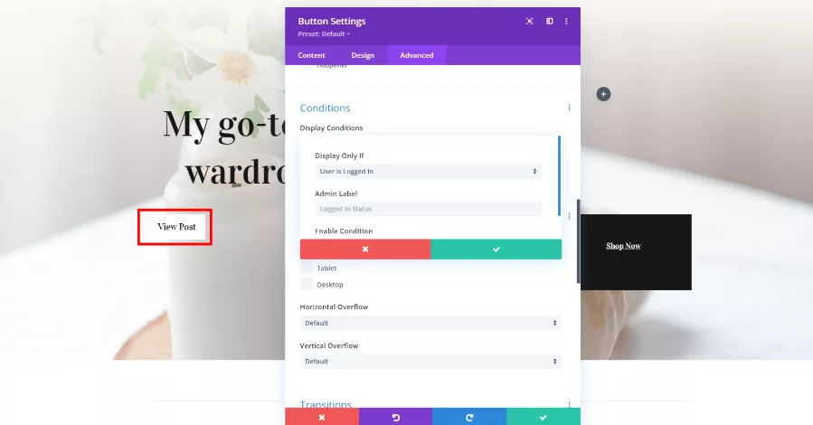 Divi Condition Options Example