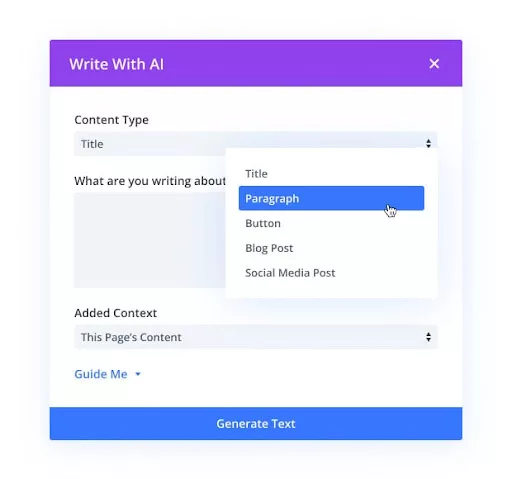 Divi AI content generation: Create diverse content effortlessly