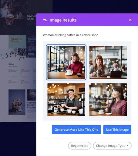 The Divi AI image generator