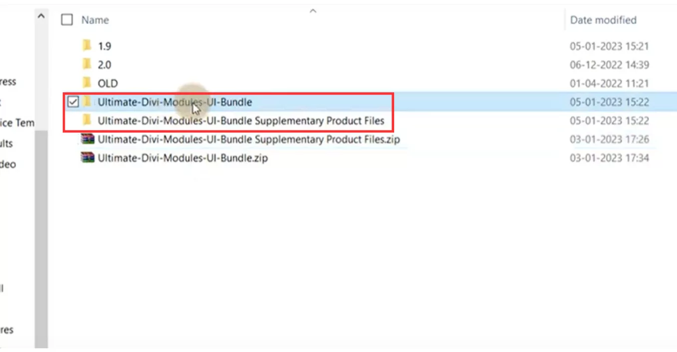 Ultimate Divi Module UI Bundle: Unzipping the Product Files