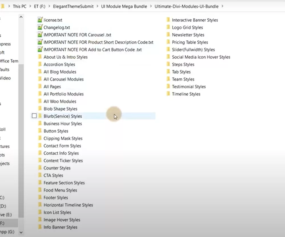 Divi UI Bundle: Navigating Module Categories