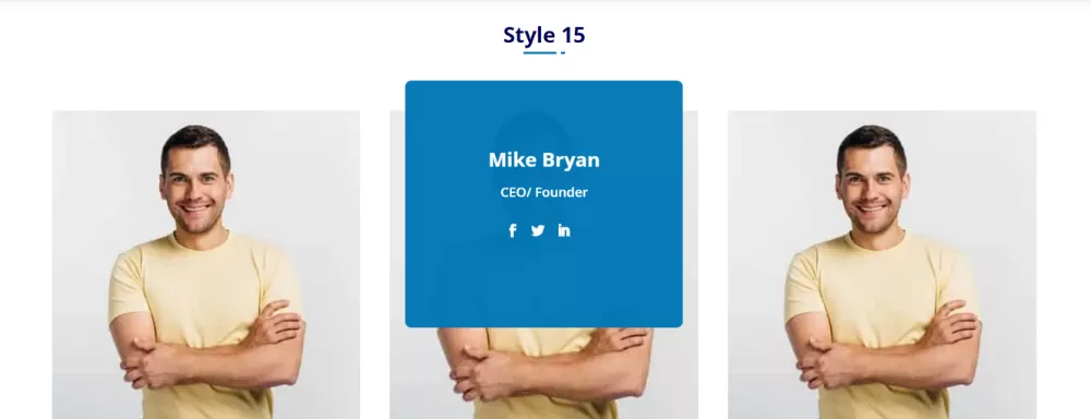 Style 15: Prioritizing Member Info with Ultimate Divi UI Module’s Team styles