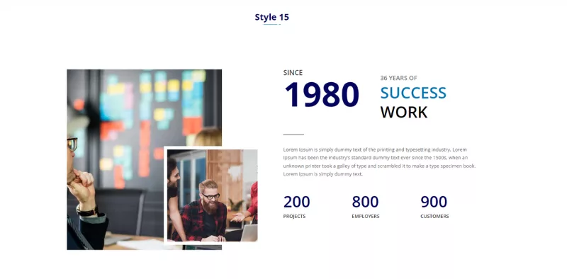 Ultimate Divi Modules UI Bundle: Projecting About Us Section with Style 15
