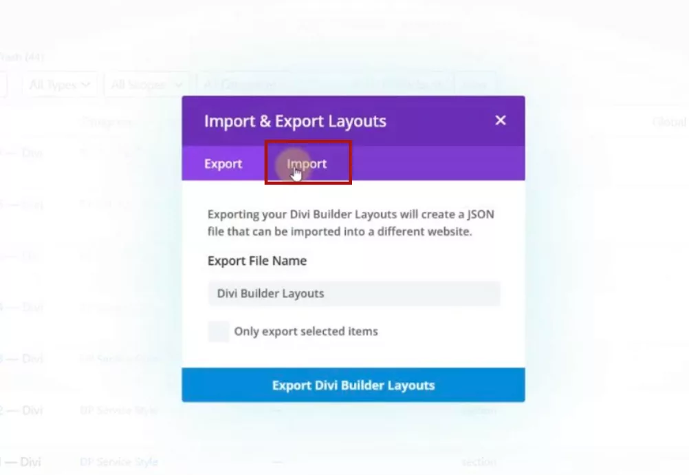 Easy Steps: Divi’s Layout Import Popup