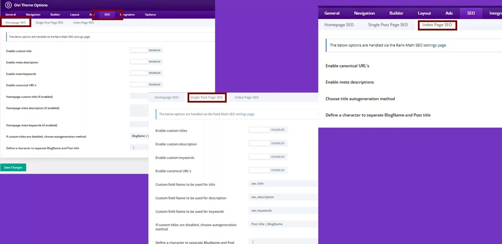 Divi Theme: Access SEO Configurations in the Theme Builder Options